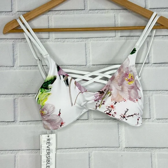 TiniBikini Swim Tinibikini Floral Reversible Bikini Top Size